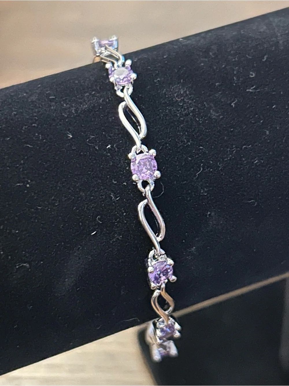 925 Sterling Silver Bracelet with Light Purple CZs